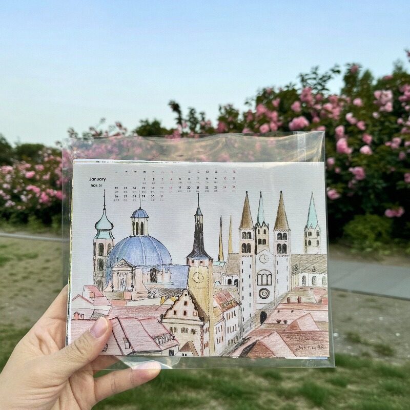 Original Hand-Drawn Wooden Calendar 2026